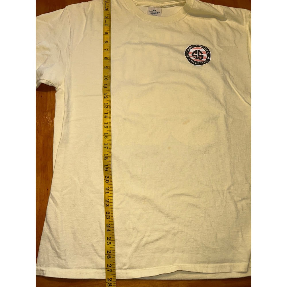 Simply Southern Preppy Just Peachy Graphic T-Shirt Yellow Cotton Coastal Beachy - Picture 4 of 11